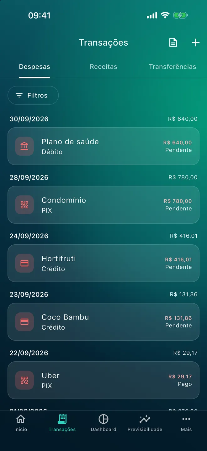 Lista de transações